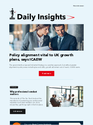 Institute of Chartered Accountants in England and Wales (United Kingdom) - Why professional conduct matters | Policy alignment vital to UK growth plans