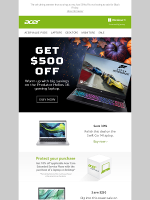 Help yourself to heaping savings with up to $500 off laptops