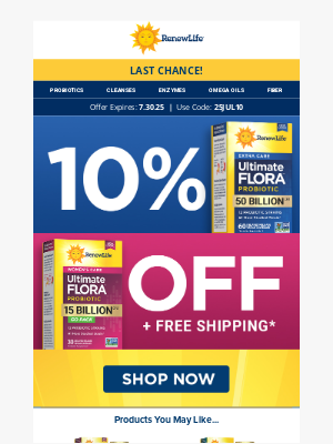 Renew Life - Act fast! 10% OFF + FREE Shipping is almost gone