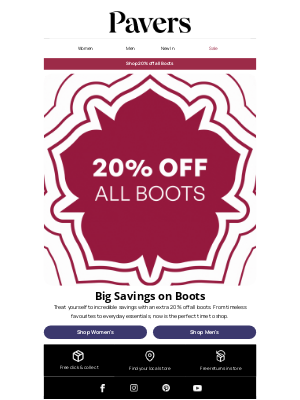 Pavers Shoes (United Kingdom) - Extra 20% off all boots