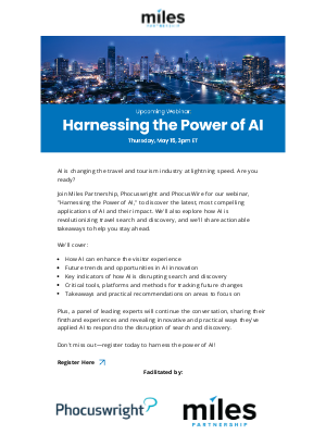 Miles Partnership - Upcoming Webinar: Discover the Power of AI in Travel and Tourism