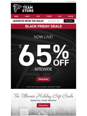 Atlanta Falcons - GAME ON! Up To 65% Off Black Friday Deals