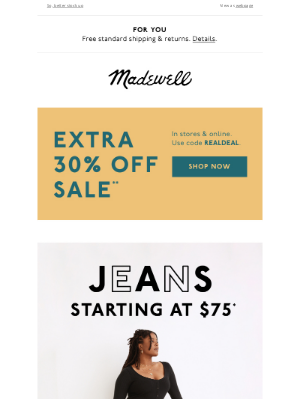 Madewell - Limited time only: jeans starting at $75