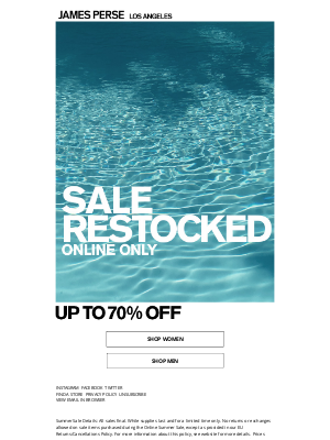 James Perse Ent. - Online Summer Sale Restocked