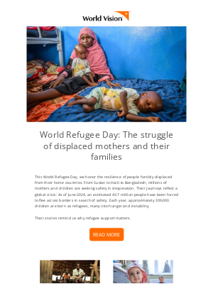 World Vision USA - World Refugee Day: The struggle of displaced mothers and their families