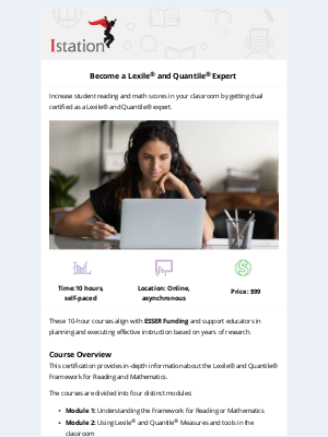 Istation - [Get Dual Certified] Become a Lexile® and Quantile® expert in 20 hours or less.  