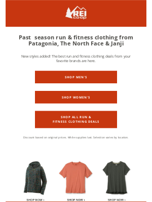REI - Check out newly added styles: up to 50% off run & fitness clothing