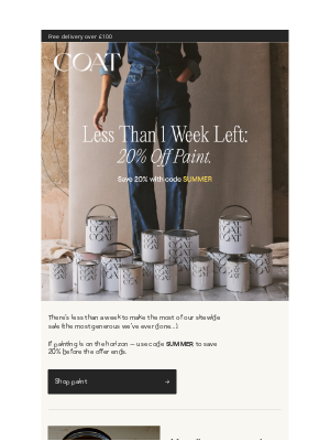 COAT Paints - Less Than A Week Left