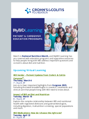 Crohn's & Colitis Foundation - MyIBD Learning Monthly Newsletter