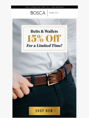 Bosca Accessories - 15% Off: Wallets & Belts You’ll Use Daily