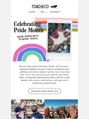 Toad&Co - Giving Back To Brave Trails For Pride Month