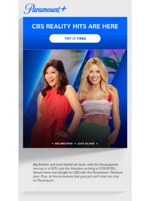 CBS Interactive - Try Paramount+ FREE and stream new seasons of Big Brother & Love Island!