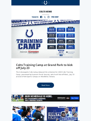 Indianapolis Colts - Colts Training Camp kicks off July 23!