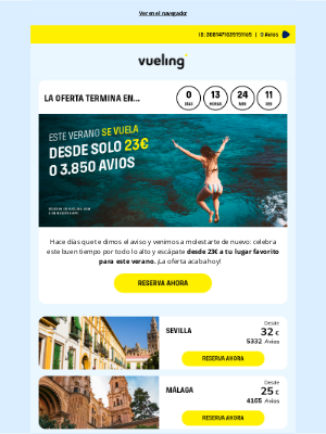 Vueling Airlines S.A. - ¡Último día! Vuela al verano desde 23€ 🍧