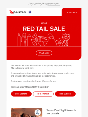 Qantas (Australia) - Asia Red Tail Sale – now on