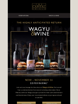 Olive Garden - Wagyu & Wine returns to the lounge