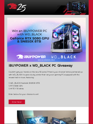 iBUYPOWER - 📢 Join the iBUYPOWER x WD_BLACK RTX 5080 PC Giveaway Before It's Too Late!