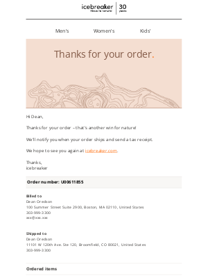 Icebreaker - Confirmation of your order U00611855