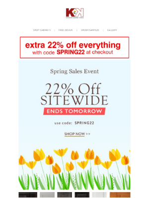 Kitchen Cabinet Kings - 24 Hours Left: Spring Cabinet Savings End Tomorrow