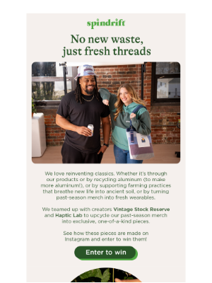 Spindrift - From Archive to Iconic: Win Our Upcycled Merch 🎉♻️