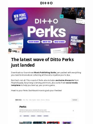 Ditto Music Promotion - Perks drop! Publishing guide, discounts + more 🎁