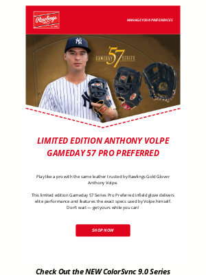 Rawlings Sporting Goods - Exclusive Volpe Gameday 57 Gloves Are Almost Gone
