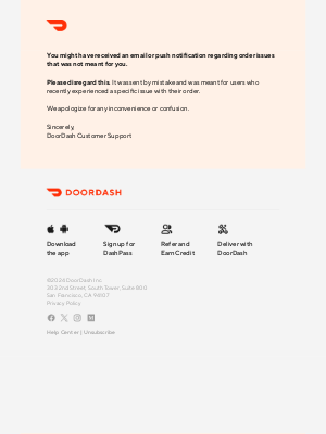 DoorDash - Whoops! We sent you the wrong email