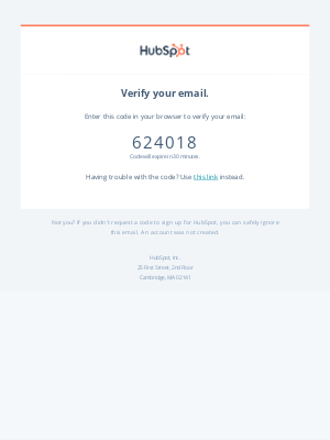 HubSpot - 624018 is your HubSpot verification code