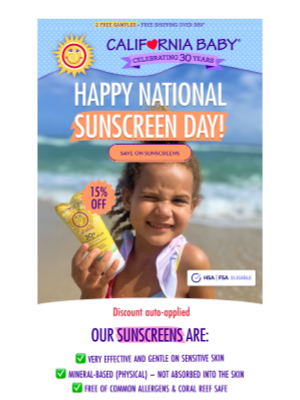 California Baby - It's National Sunscreen Day! ☀️