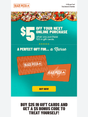 Blaze Pizza - Buy $25 in Gift Cards, Get a $5 Bonus—Limited Time!