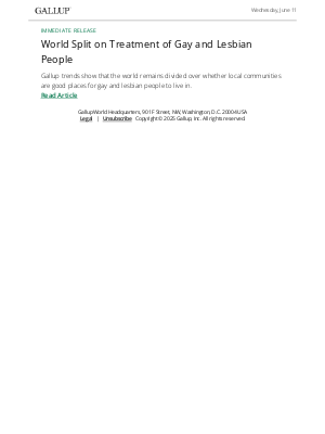 Gallup - World Split on Treatment of Gay and Lesbian People