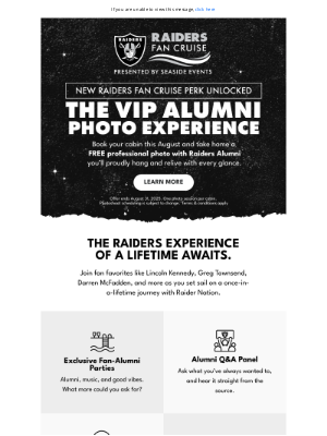 Oakland Raiders - Book Now: Free Raiders Alumni Photo for You and Your Cabin