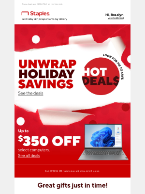 Staples - Wrap up your list 📝 with $350 off + more gifts!