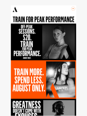 Aarmy - $20 Off-Peak Sessions – August Only 🏆