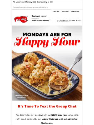 Red Lobster - $2 off select starters at Happy Hour