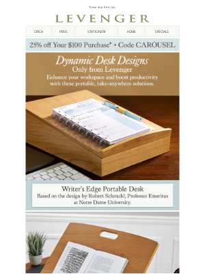 Levenger - Save 25% on Desks to Go.