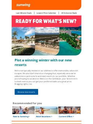Sunwing Vacations Inc. (Canada) - New resorts to discover this winter