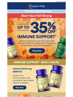 Puritan's Pride - Prep For Fall With 35% Off Immune Support