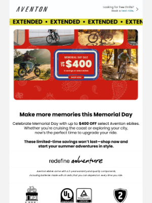 Aventon Bikes - Memorial Day Sale EXTENDED: $400 Off Select Ebikes🎉