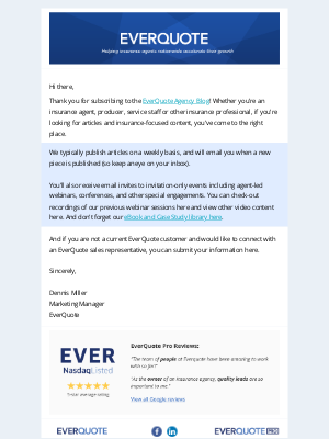 EverQuote - Thank You for Subscribing to the EverQuote Agency Blog!
