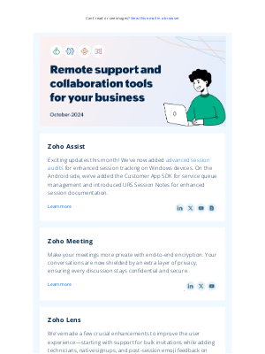 Zoho - Remote support and collaboration tools for your business- September 2024