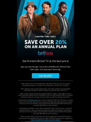 BritBox - Save BIG on an annual subscription!
