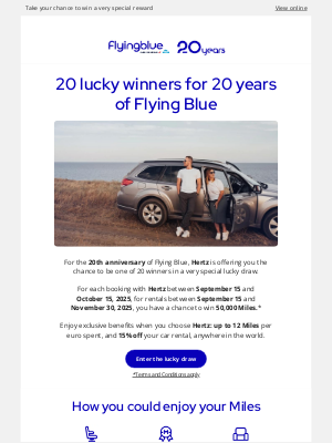 KLM - Be one of the 20 winners earning 50,000 Miles with Hertz