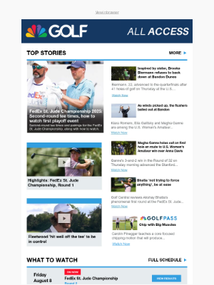 Golf Channel - FedEx St. Jude Championship 2025: Second-round tee times