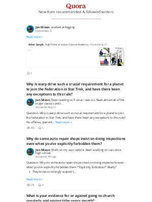 Quora - Updates from Jon Mixon, Barry Hampe, ...