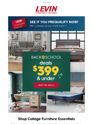 Levin Furniture - Back to School Deals: $399 & Under!  ✏️⏰