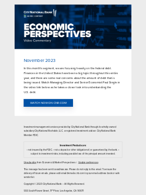 City National Bank - Economic Perspectives: November 2023, The Federal Debt