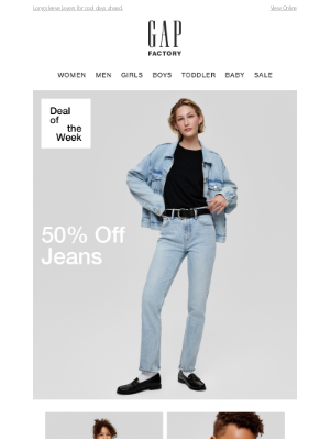 Gap Factory - New markdowns taken: extra 60% off clearance (jeans are 50% off, too)