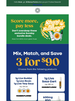 Trulieve - Mix & Match 3 for $90 🔥 Save Big on oil combos & more!