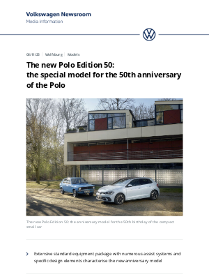 Volkswagen - The new Polo Edition 50: the special model for the 50th anniversary of the Polo